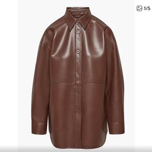 Babaton by Aritzia Chestnut Brown Faux Leather Jacket Size S
